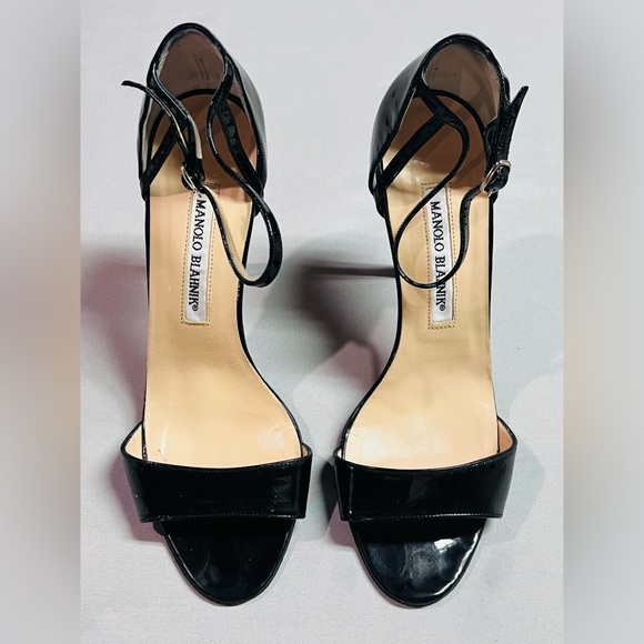 Manolo Blahnik Shoes - Manolo Blahnik Patent Leather Strappy Stiletto Heels Size 37